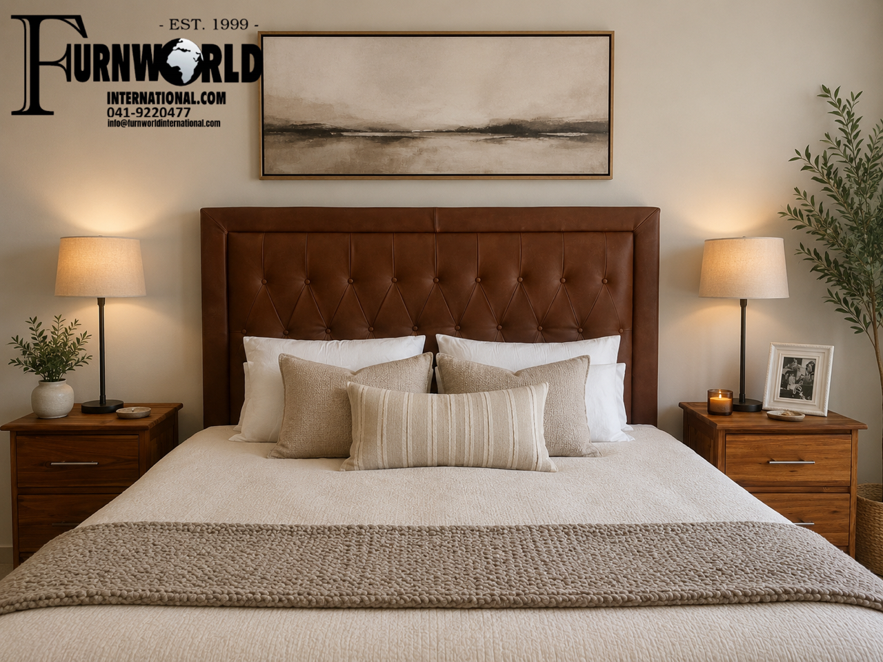 Chesterfield full-grain genuine leather headboard